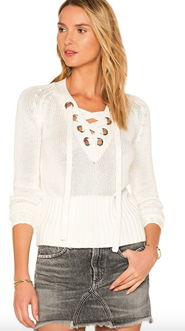 Melissa Gorga's Off White Lace Up Sweater Shopping with Antonia
