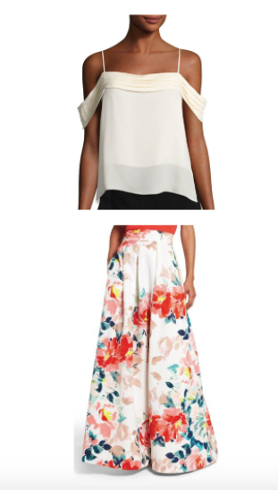 Sheree Whitfield's Floral Skirt and White Off The Shoulder Top