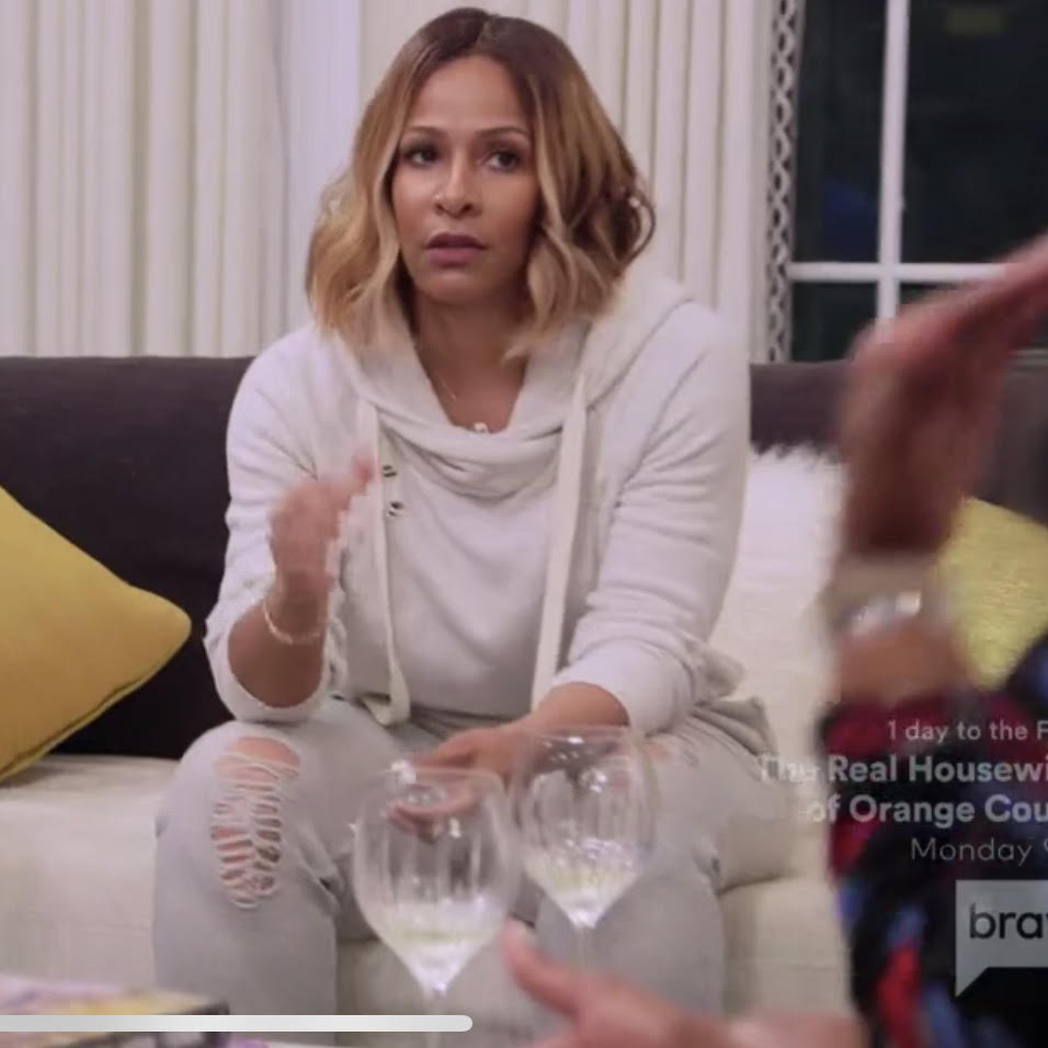 Sheree Whitfield's Distressed Hoodie and Sweatpants