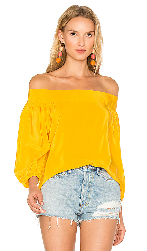 Ariana Madix's Marigold Yellow Off the Shoulder Top
