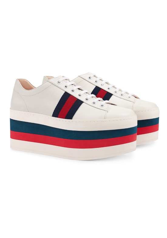 Dorit Kemsley's Striped Blue and Red Platform Sneakers