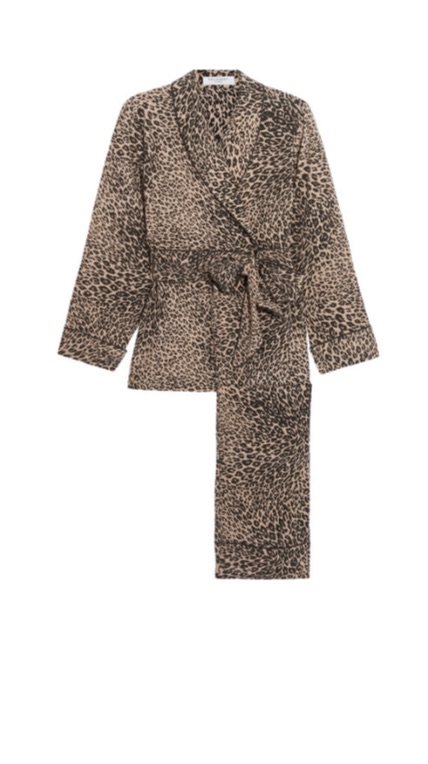 Erika Jayne's Leopard Print Pajama Set with Embroidered Sleeve