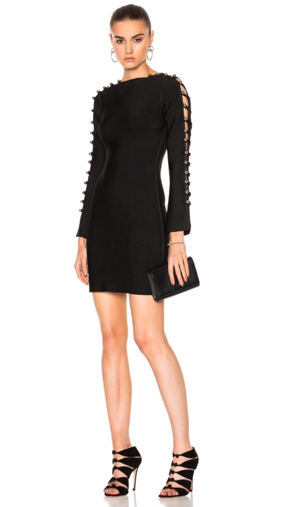Lisa Rinna's Black Cut Out Sleeve Dress with Silver Balls