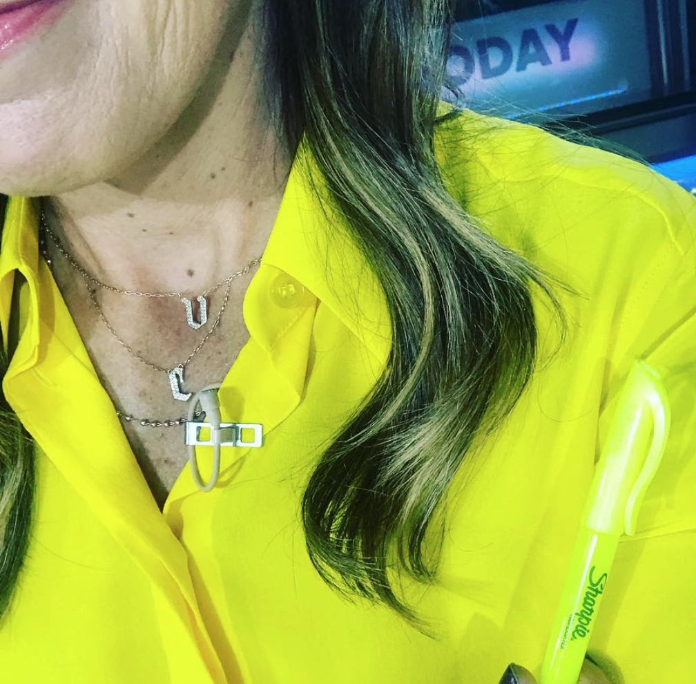 Savannah Guthrie's Layering Gold Heart and Bar Necklaces