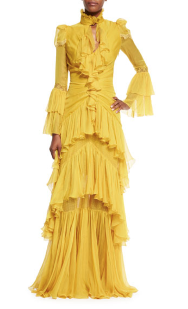 Marlo Hampton's Yellow Ruffle Tiered Dress