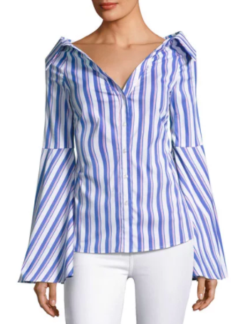 Kyle Richards' Striped Bell Sleeve Blouse