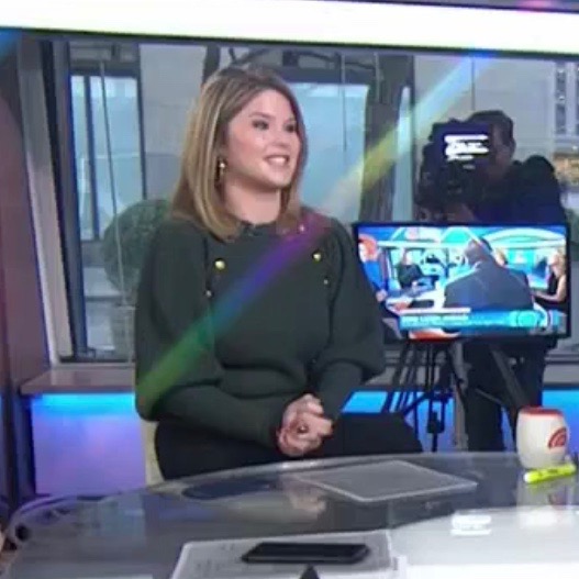 Jenna Bush Hager's Green Puffy Sleeve Gold Button Detail Sweater on Today