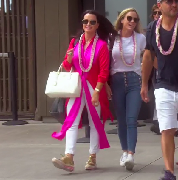 Kyle Richards Gold Shoes in Hawaii
