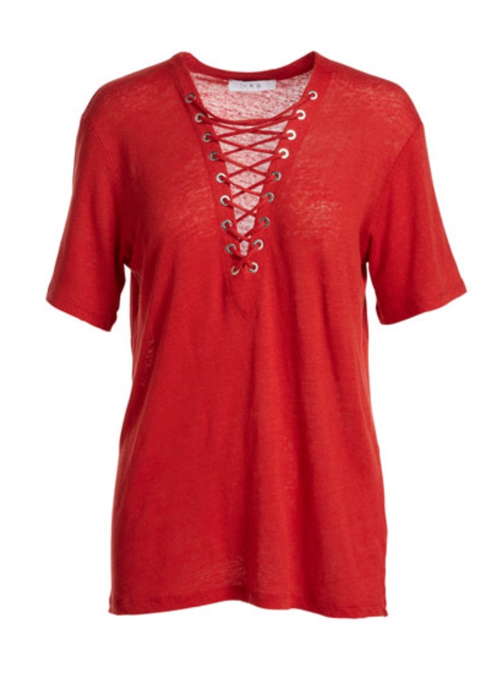 Kyle Richards' Red Lace Up Top