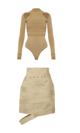 Tracy Tutor Maltas' Tan Cut Out Top and Skirt