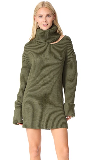 Tracy Tutor Maltas' Green Cutout Sweater Dress