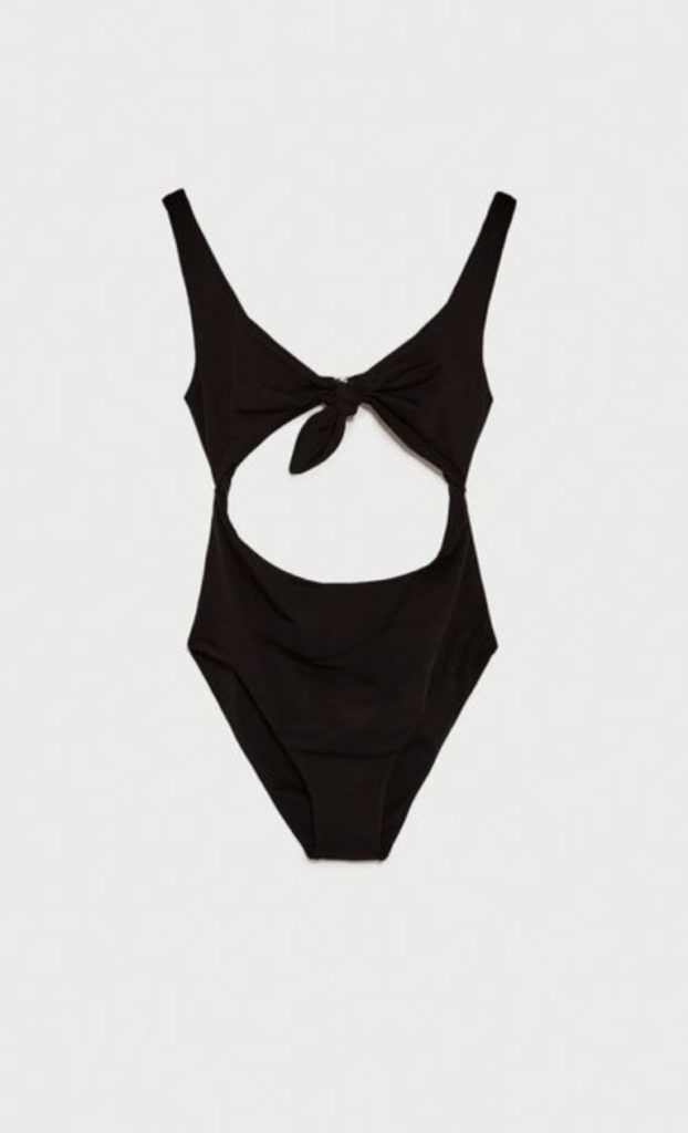 Amanda Batula's Black Front Tie Cutout Bathing Suit