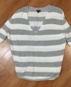 Amanda Batula's Grey and White Striped Grey Sweater