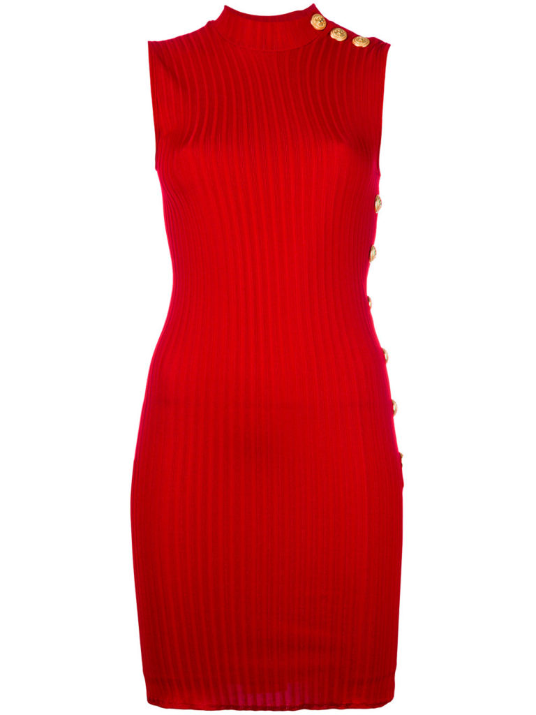 Dorit Kemsley's Red Ribbed Mock Neck Dress