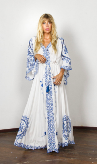 Ariana Madix's Blue and White Crochet Trim Duster