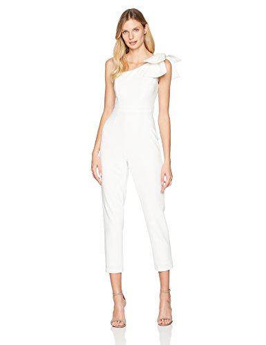 Kathie Lee Gifford's One Shoulder Bow White Jumpsuit