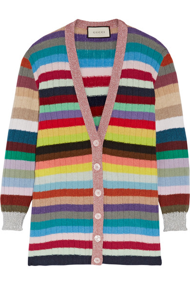 Kyle Richards' Rainbow Striped Cardigan Sweater