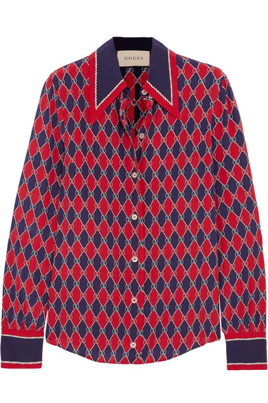 Kyle Richards' Red and Blue Printed Blouse