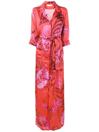 Dorit Kemsley's Long Red Palm Print Robe Dress