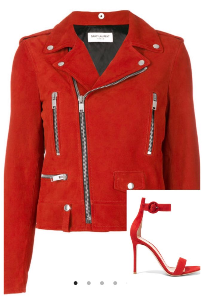 Dorit Kemsley's Red Moto Jacket and Shoes on Daily Pop