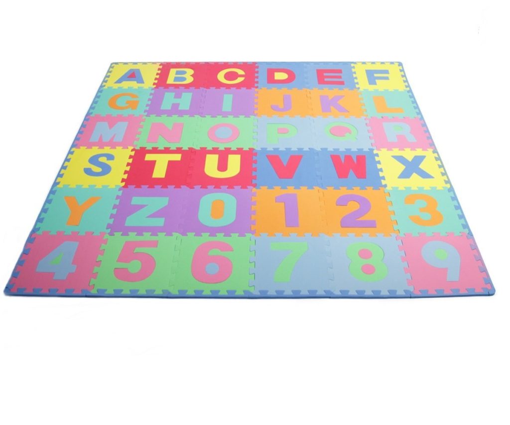 Dorit Kemsley’s Alphabet and Numbers Kids Puzzle Play Mat in Her Playroom