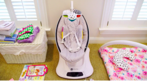 Cameran Eubanks' Gray Baby Seat in Her Nursery