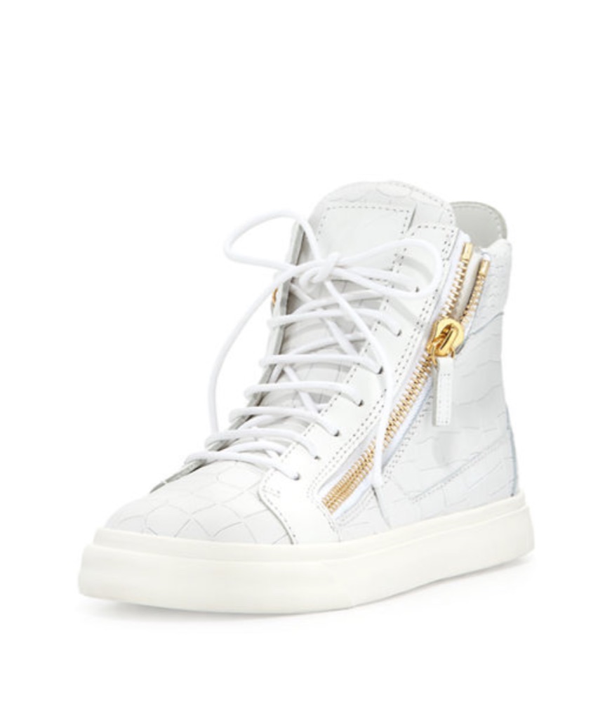 Cynthia Bailey's White and Gold Sneakers