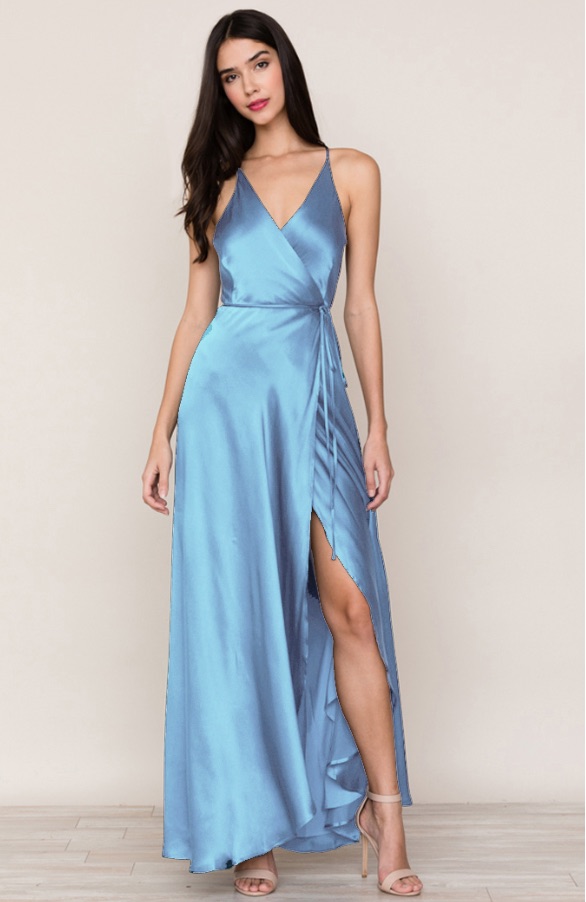 Lindsay Hubbard's Blue Silk Maxi Wrap Dress