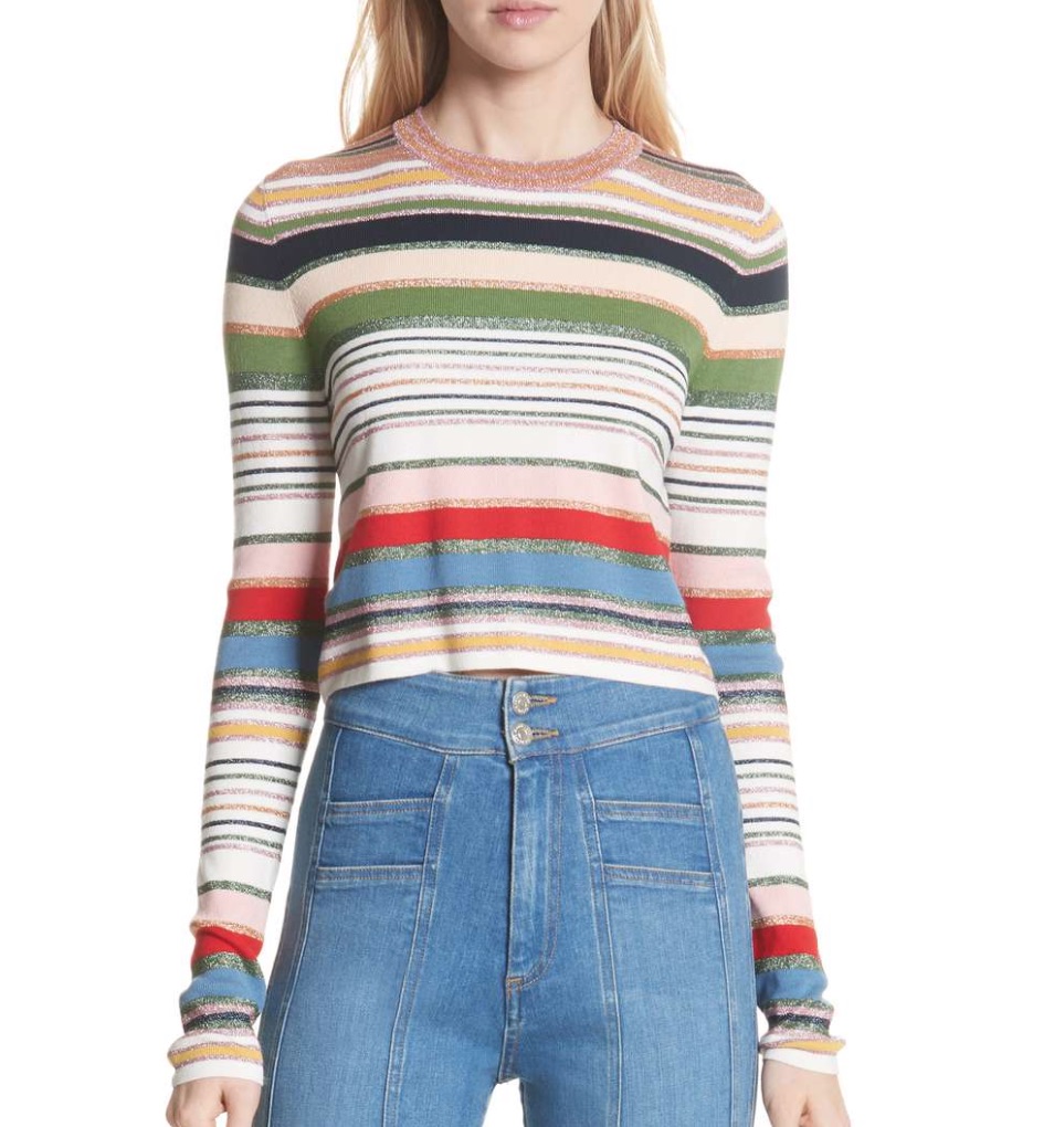 Natalie Morales' Striped Long Sleeve Top on Today