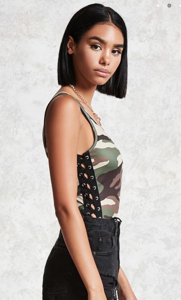 Ashley Darby's Lace Up Camo Tank Top