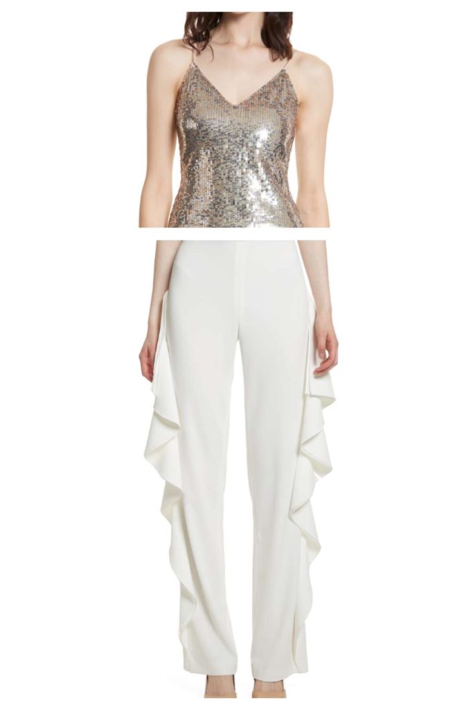 Ashley Darby's White Pants and Sequin Top