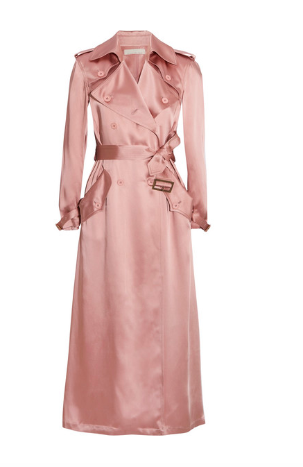 Carole Radziwill's Pink Satin Trench Coat
