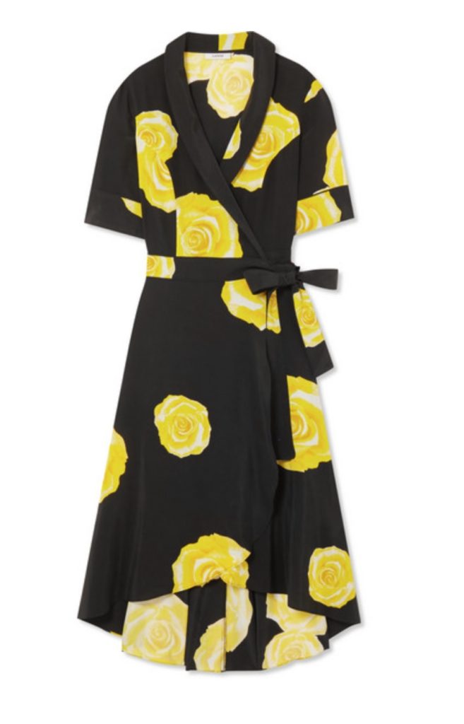 Kelly Ripa's Black and Yellow Floral Wrap Dress