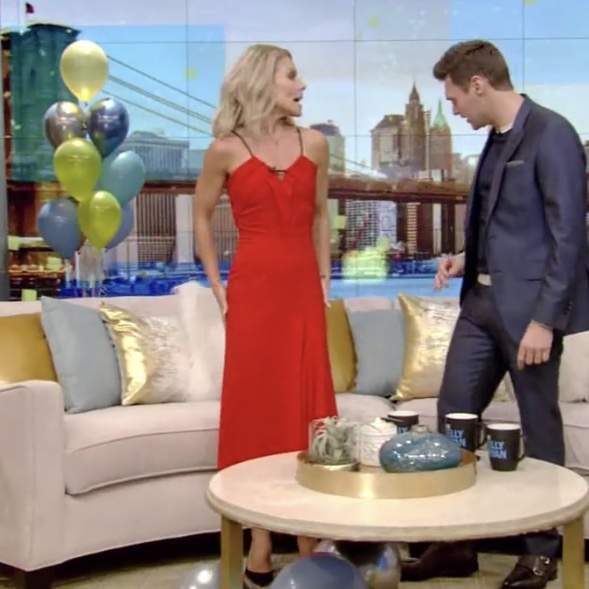 Kelly Ripa's Red Dress on Live with Kelly and Ryan One Year Anniversary Show