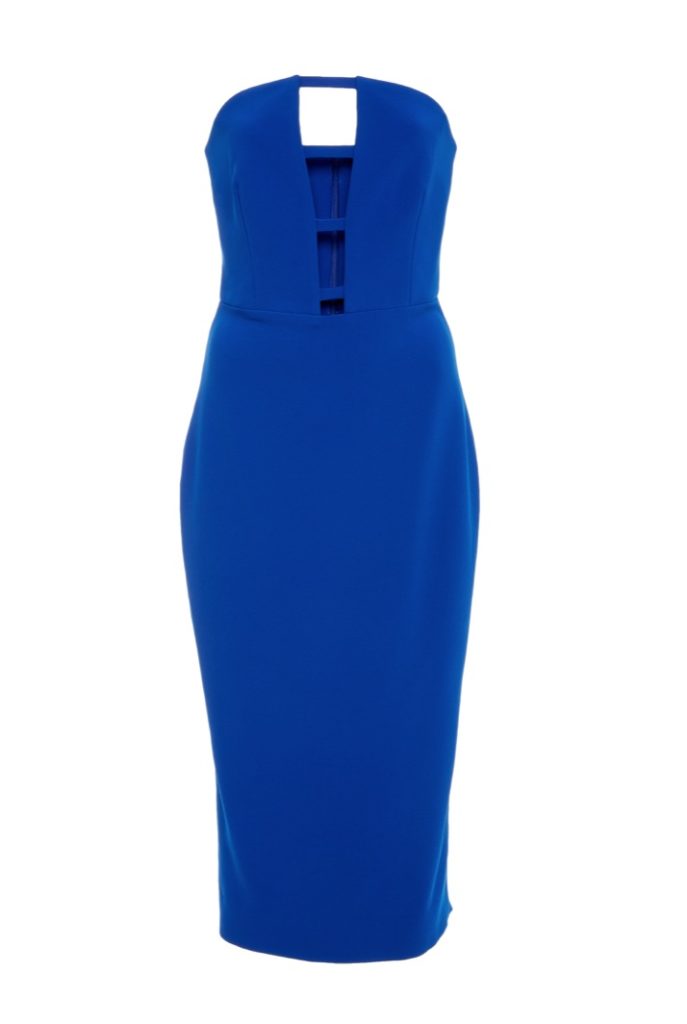 Lea Michelle's Blue Cutout Strapless Dress Watch What Happens Live May 3, 2018 Fashion