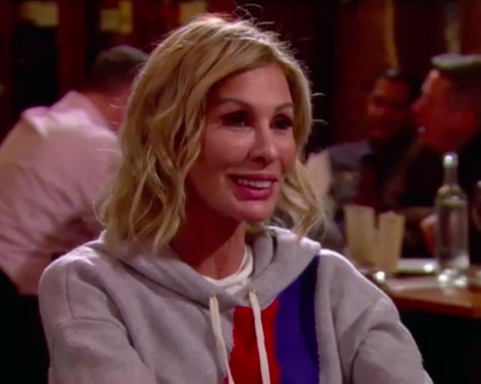 Carole Radziwill's Blue and Red Striped Hooded Sweater