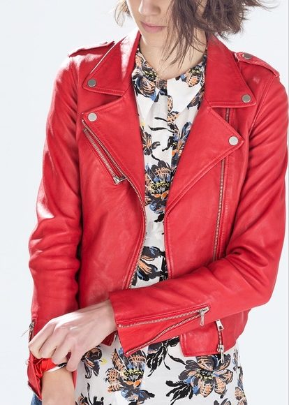 Naomie Olindo's Red Leather Moto Jacket