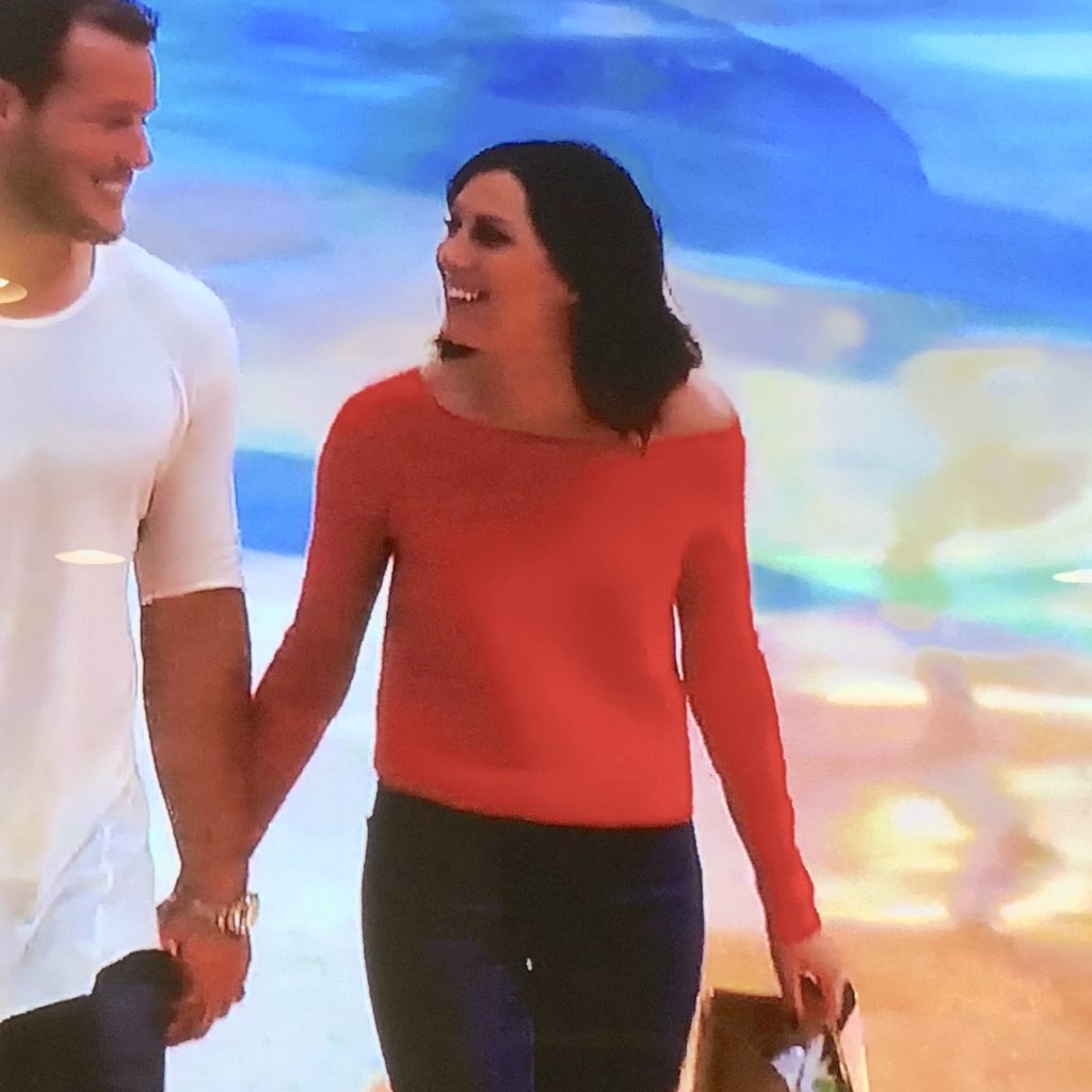 Becca Kufrin's Red Off the Shoulder Sweater