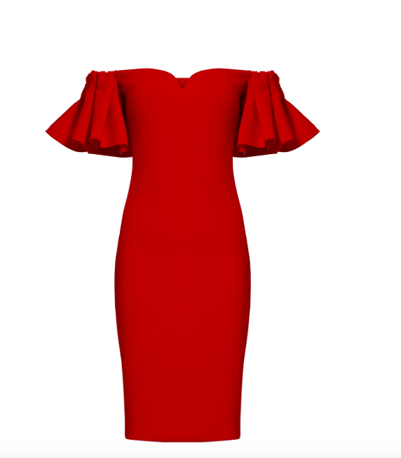 Emily Simpson's Red Off the Shoulder Dress