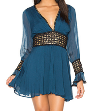 Monique Samuels' Blue Dress with Black Lace