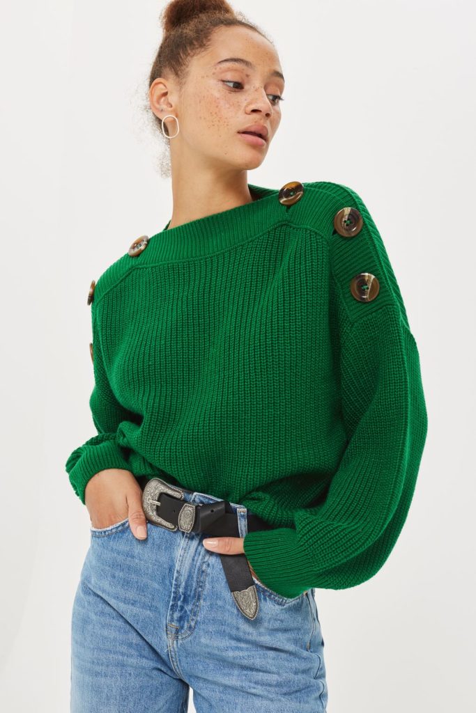 Monique Samuels’ Green Button Shoulder Sweater