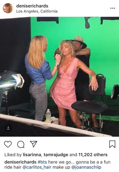 Denise Richards’ Pink Lace Dress on Instagram