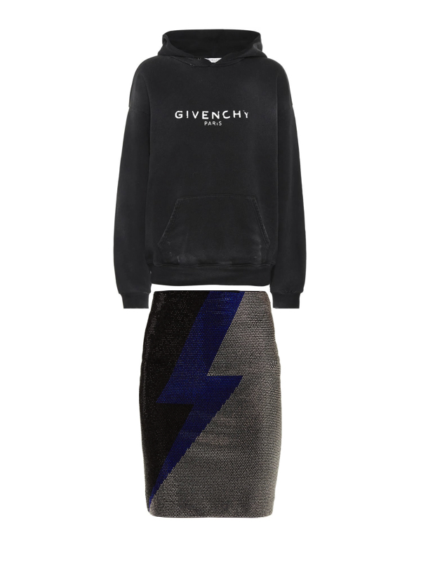 Dorit Kemsley’s Cropped Givenchy Sweatshirt and Skirt