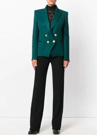 Kelly Dodd's Green Blazer with Gold Buttons