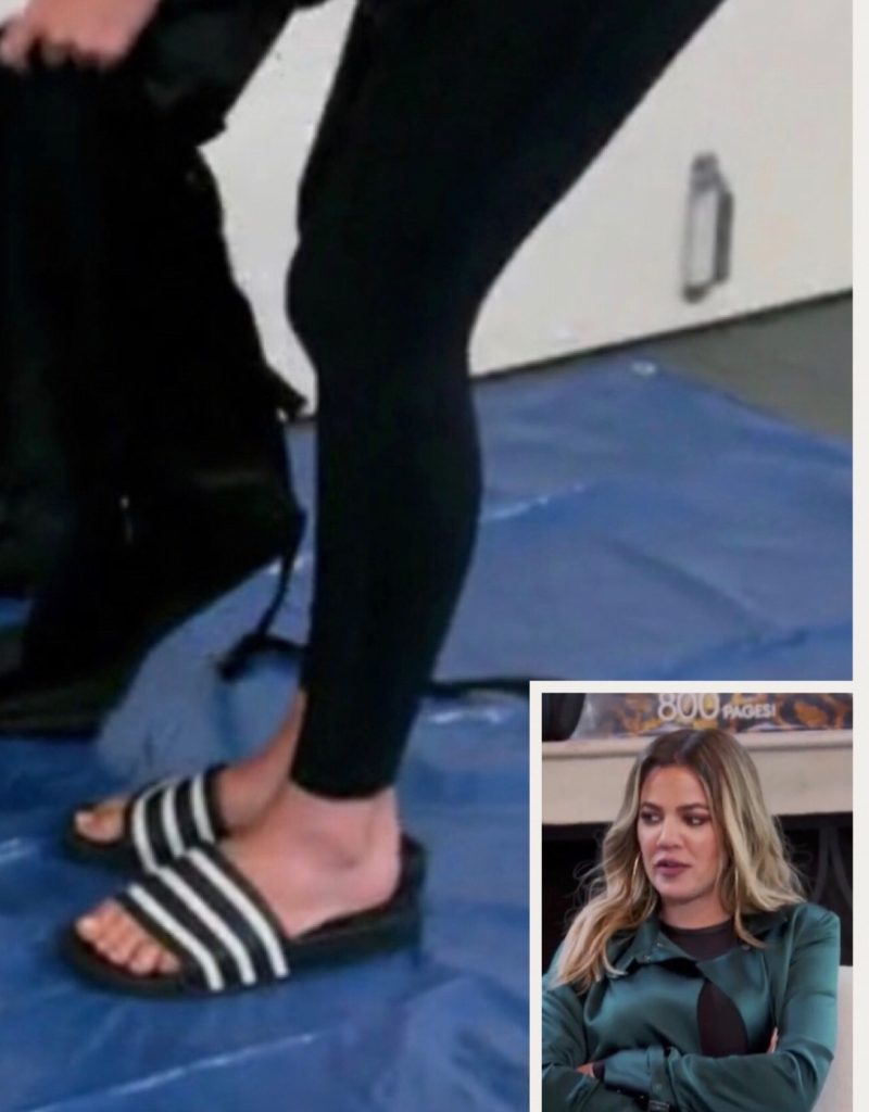 Khloe Kardashian's Striped Slide Sandals