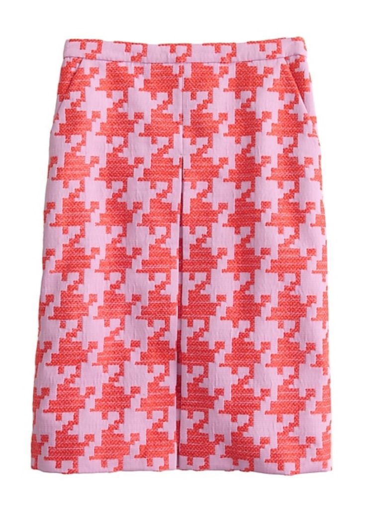 Savannah Guthrie's Pink and Red Houndstooth Skirt
