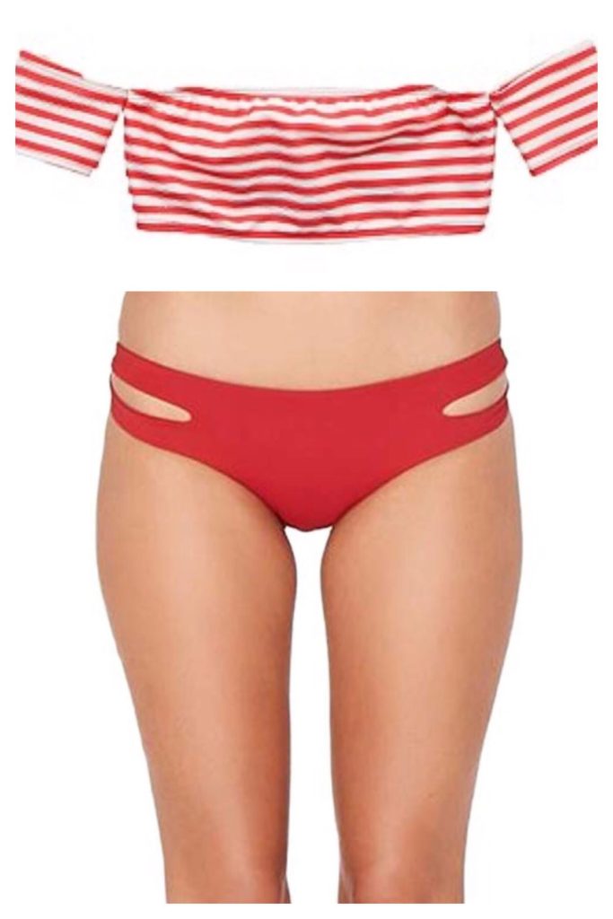Tia Booth's Red and White Bikini