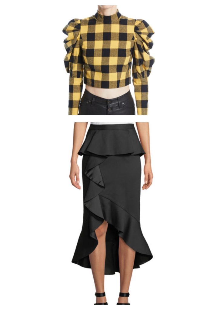 Abby Huntsman's Yellow Plaid Top and Split Front Skirt