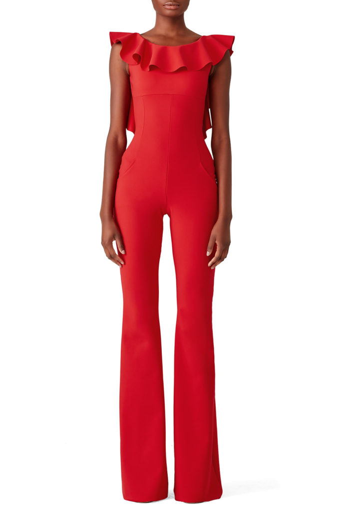 Emily Simpson's Red Ruffle Jumpsuit