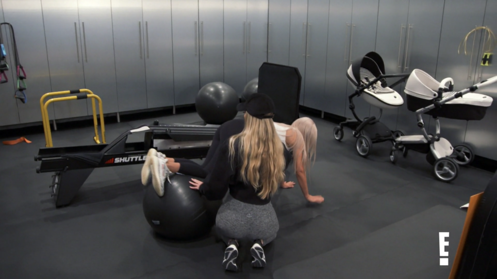 Kim Kardashian West’s Black And White Baby Stroller Working Out